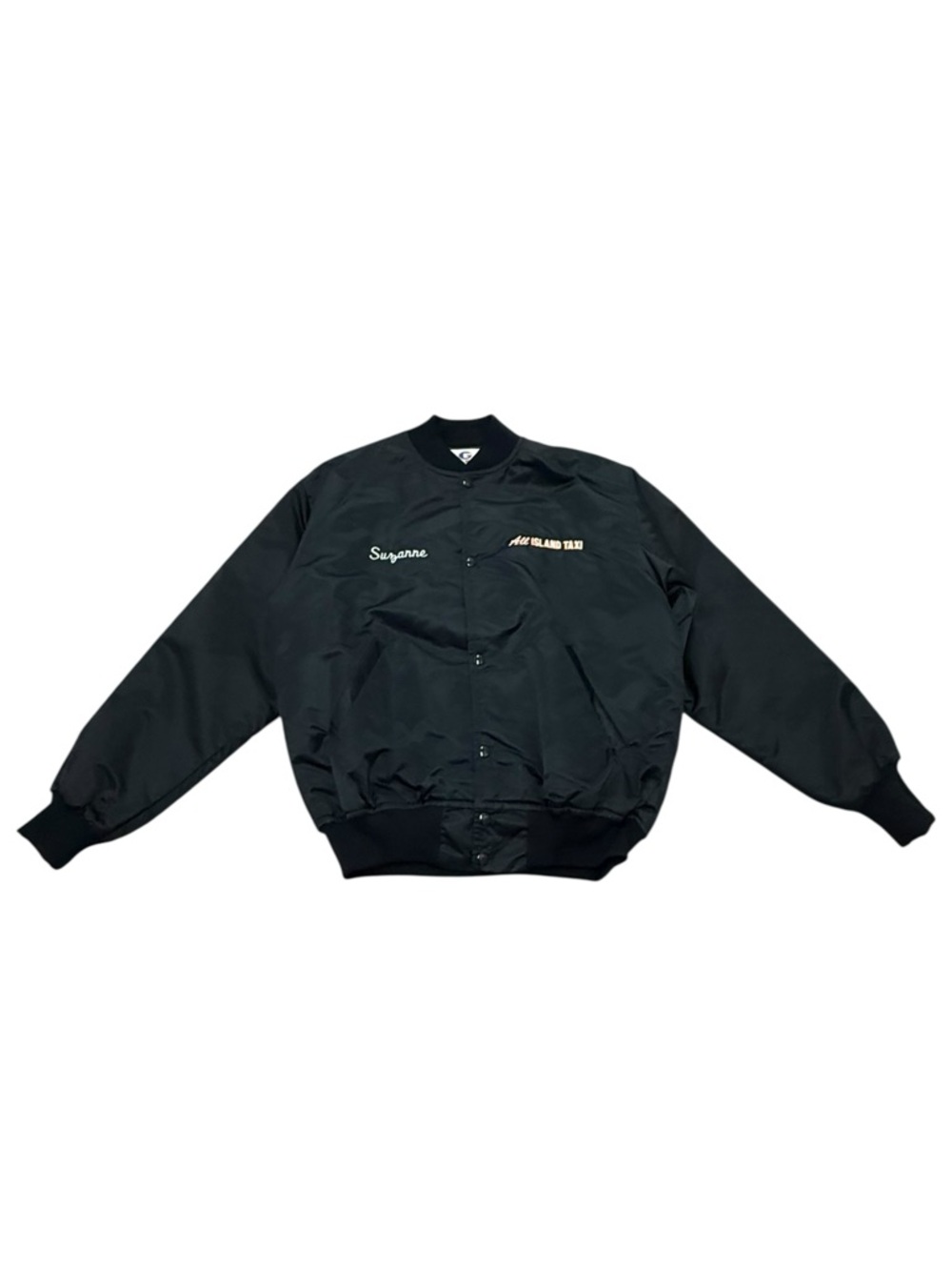 Vintage Game Sportswear Snap Front Bomber Jacket USA Black Varsity Style Mens M
